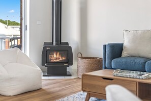 TV, fireplace