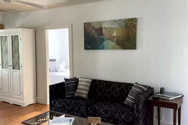 TV, fireplace, books