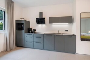 Réfrigérateur, micro-ondes, plaque de cuisson, lave-vaisselle