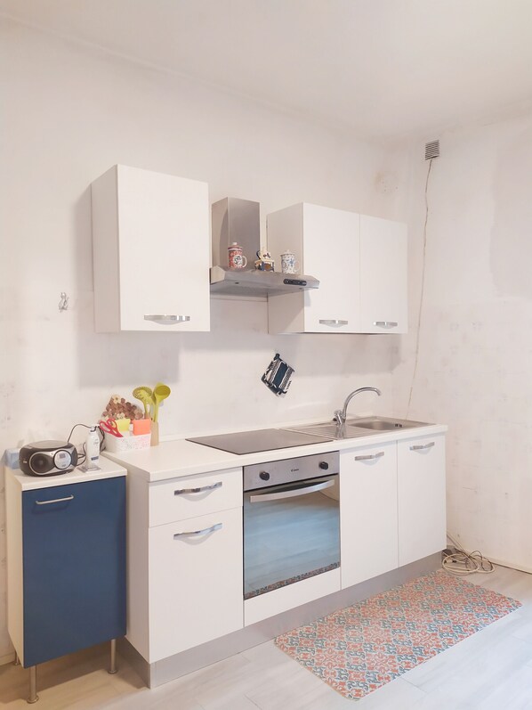 Fridge, oven, stovetop, cookware/dishes/utensils