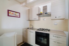 Fridge, oven, stovetop, coffee/tea maker