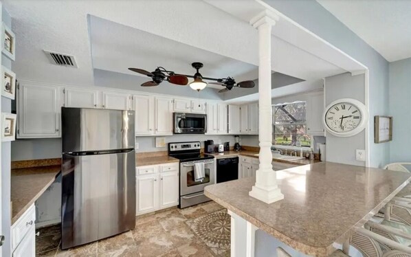 Microwave, oven, stovetop, dishwasher