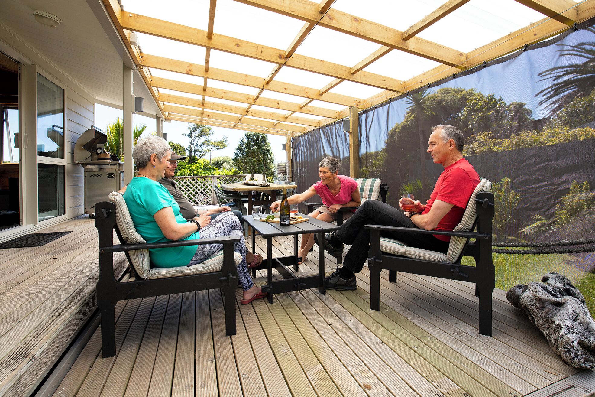 Ferienhaus, Balkon, Gartenblick | Terrasse/Patio