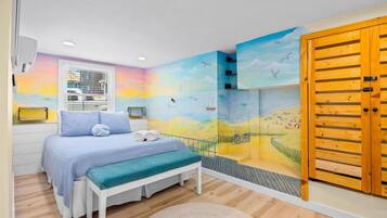 2 bedrooms, desk, iron/ironing board, travel crib
