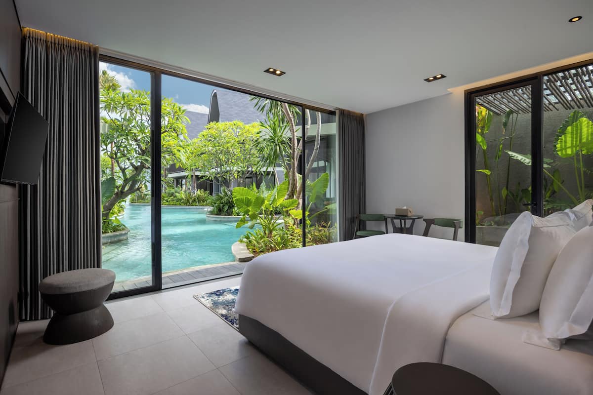 Luxury Villa, 2 Bedrooms, Lagoon View | In-room safe, desk, blackout curtains, iron/ironing board