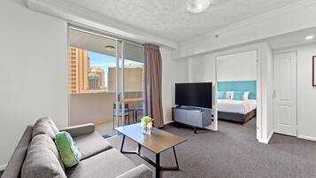 One Bedroom Accessible Apartment | Living area | TV