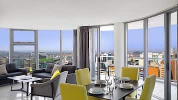 Three Bedroom Three Bathroom Split Level City View Penthouse | Living area