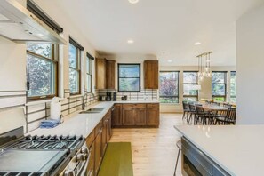 Fridge, microwave, dishwasher, coffee/tea maker