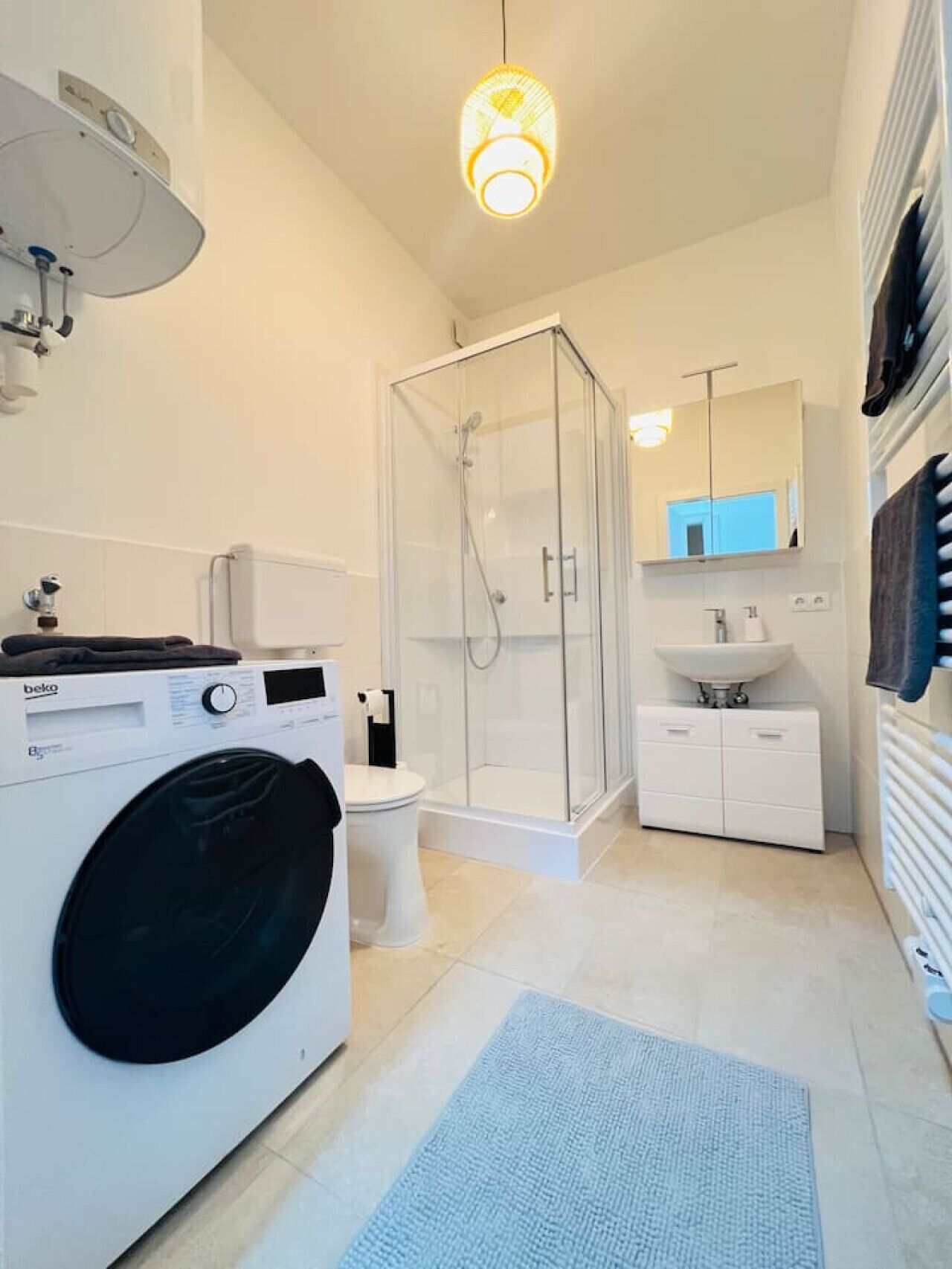 Hair dryer, towels