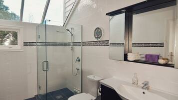 Hair dryer, towels, toilet paper