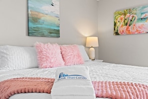 2 bedrooms, travel crib, WiFi, bed sheets