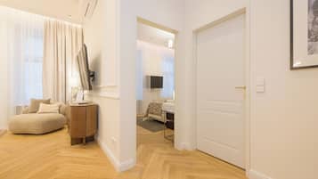 Executive-lejlighed | Mørklægningsgardiner, strygejern/strygebræt, gratis Wi-Fi, sengetøj