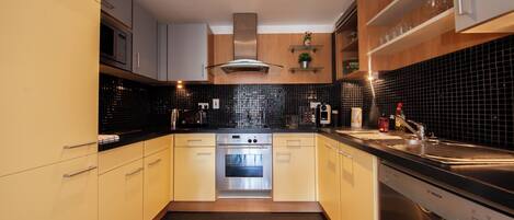 Fridge, oven, stovetop, dishwasher