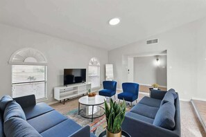 TV, fireplace, offices
