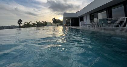 Modern vacation villa with spacious terrace and pool