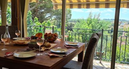 For 6 adults - 4 bedroom air conditioned home with stunning views, pool & garden