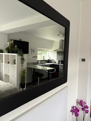 Fridge, microwave, oven, electric kettle