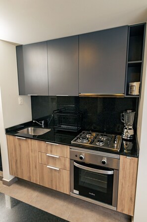 Fridge, microwave, oven, dishwasher