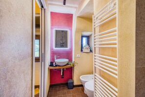 Family Apartment, Multiple Bedrooms, Mountainside (Romantic Apartment In Chianti) | Bathroom | Shower, hair dryer, bidet, towels