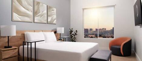 Een strijkplank/strijkijzer, wifi, beddengoed