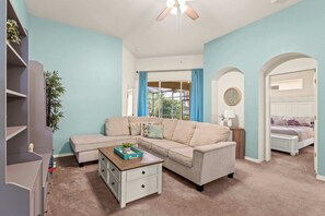 TV, foosball, offices