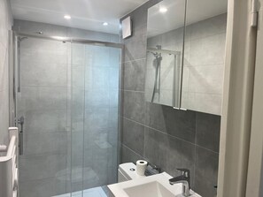 Secador de cabelo, toalhas de banho
