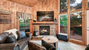 Smart TV, fireplace, video games, books