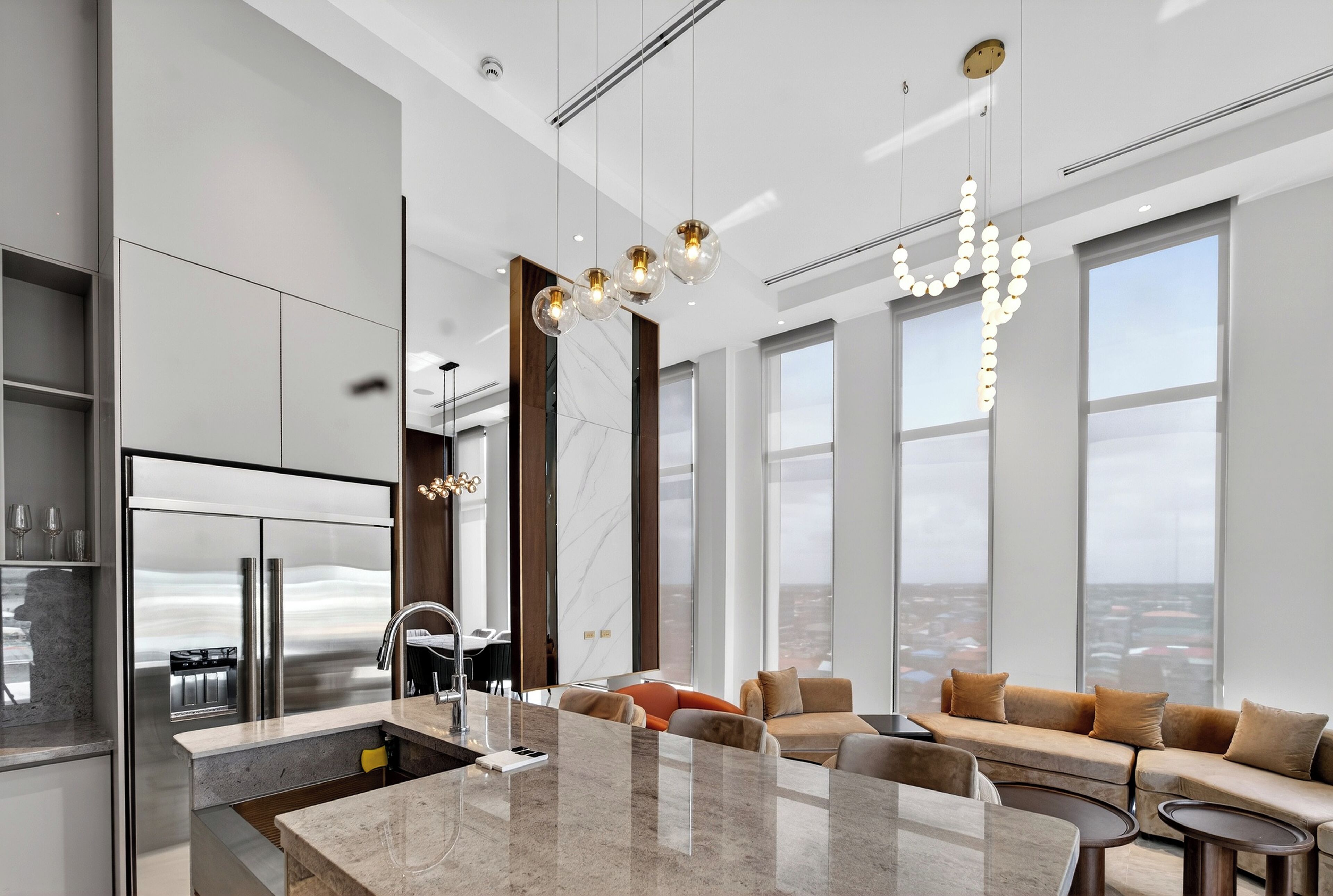 Luxury Penthouse, City View | Living area