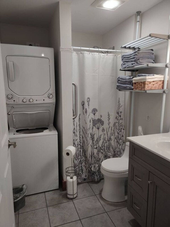 Hair dryer, towels