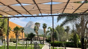 Un espacio al aire libre cubierto con un sendero de piedra que lleva a un edificio.
