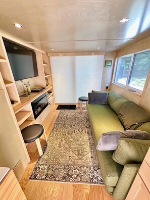 Living area - Have a blast in the Redwoods, then relax in tiny home comfort! (Hiouchi)