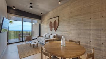 Luxury-Apartment, 2 Schlafzimmer, Terrasse, Meerblick | Esszimmer