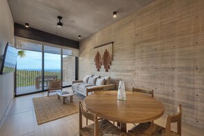 Luxury-Apartment, 2 Schlafzimmer, Terrasse, Meerblick | Esszimmer