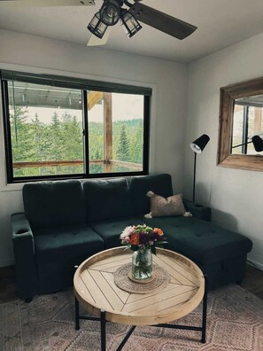 Una televisión, una chimenea