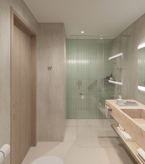  milieuvriendelijk toiletgerief, een haardroger, vloerverwarming