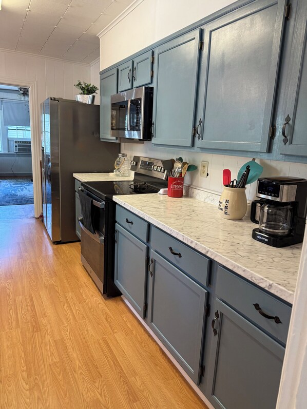 Microwave, oven, stovetop, paper towels