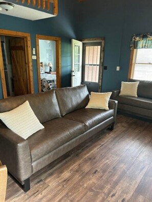 TV, fireplace - The River View Cabin (Spruce Pine)