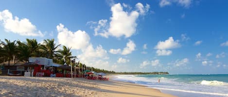 On the beach, white sand