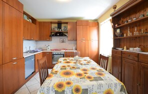 Fridge, stovetop, dishwasher, coffee/tea maker
