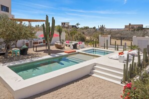 Outdoor pool, a heated pool - Casa Kafka: Large 3-building, 7-bedroom compound in relaxing El Pescadero! (El Pescadero)