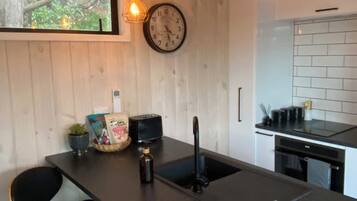 Fridge, microwave, oven, electric kettle