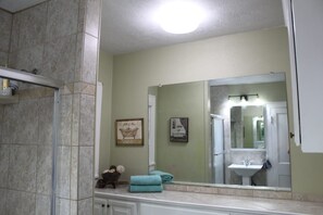 Hair dryer, towels, toilet paper