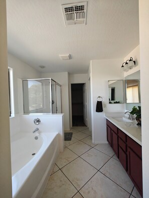 Hair dryer, towels, toilet paper