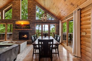 Dining - Mountain Views! Private Cabin, Firepit & Hot Tub, Fireplace--Dog Friendly! (Cherry Log)