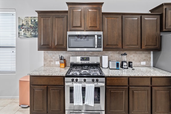Microwave, oven, stovetop, dishwasher