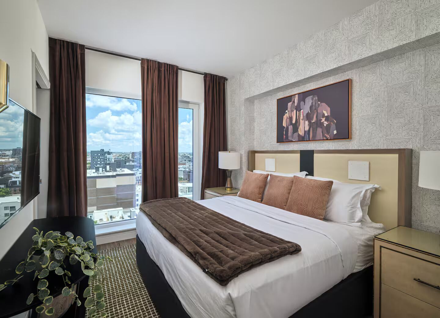 Egyptian cotton sheets, premium bedding, pillow-top beds, desk