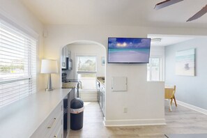 Fridge, microwave, dishwasher, coffee/tea maker