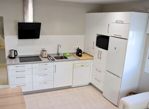 Fridge, microwave, oven, dishwasher