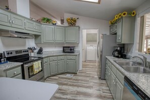 Fridge, microwave, oven, dishwasher