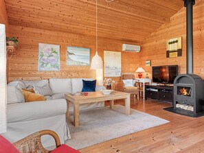 Televisión y chimenea